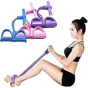 Multifunction Resistance Training 4 Tube Pedal Resistance Band Sit-up Pull Rope Fitness Pedal Exerciser Tension Rope Sport Trainer Equipment for Legs