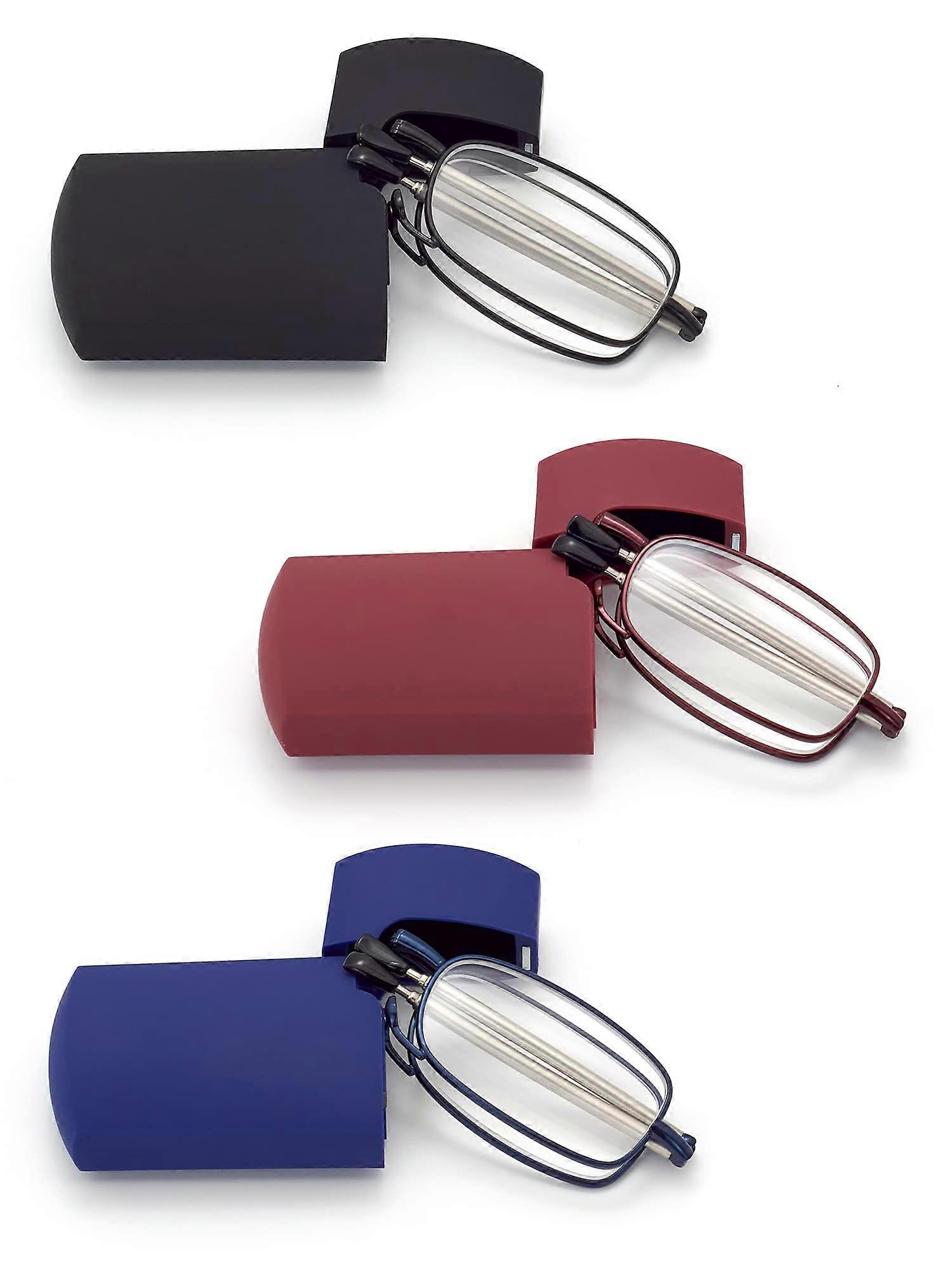 Hard Cases Folding Reading Glasses with Clear Lens, Compact Spring Hinge Readers for Pocket Wallet Purse, Lightweight Design