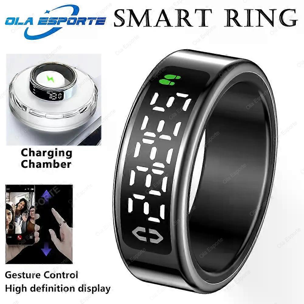 Smart Ring For  Ring with Display Screen Gesture Swipe Tiktok Video Health Monitor IP68 &5ATM Waterproof Smartring
