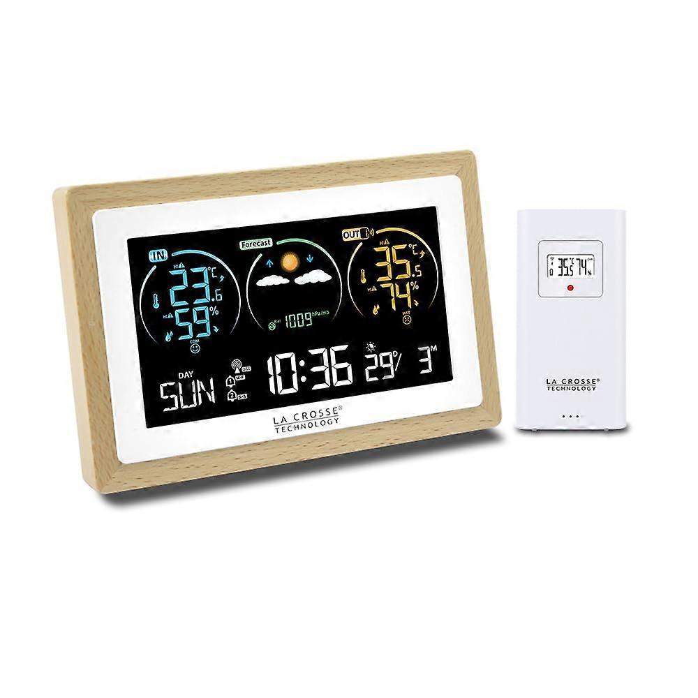 WS6283 Weather Station With Wooden Edge, Indoor/Outdoor Use, LCD Display, USB Connectivity