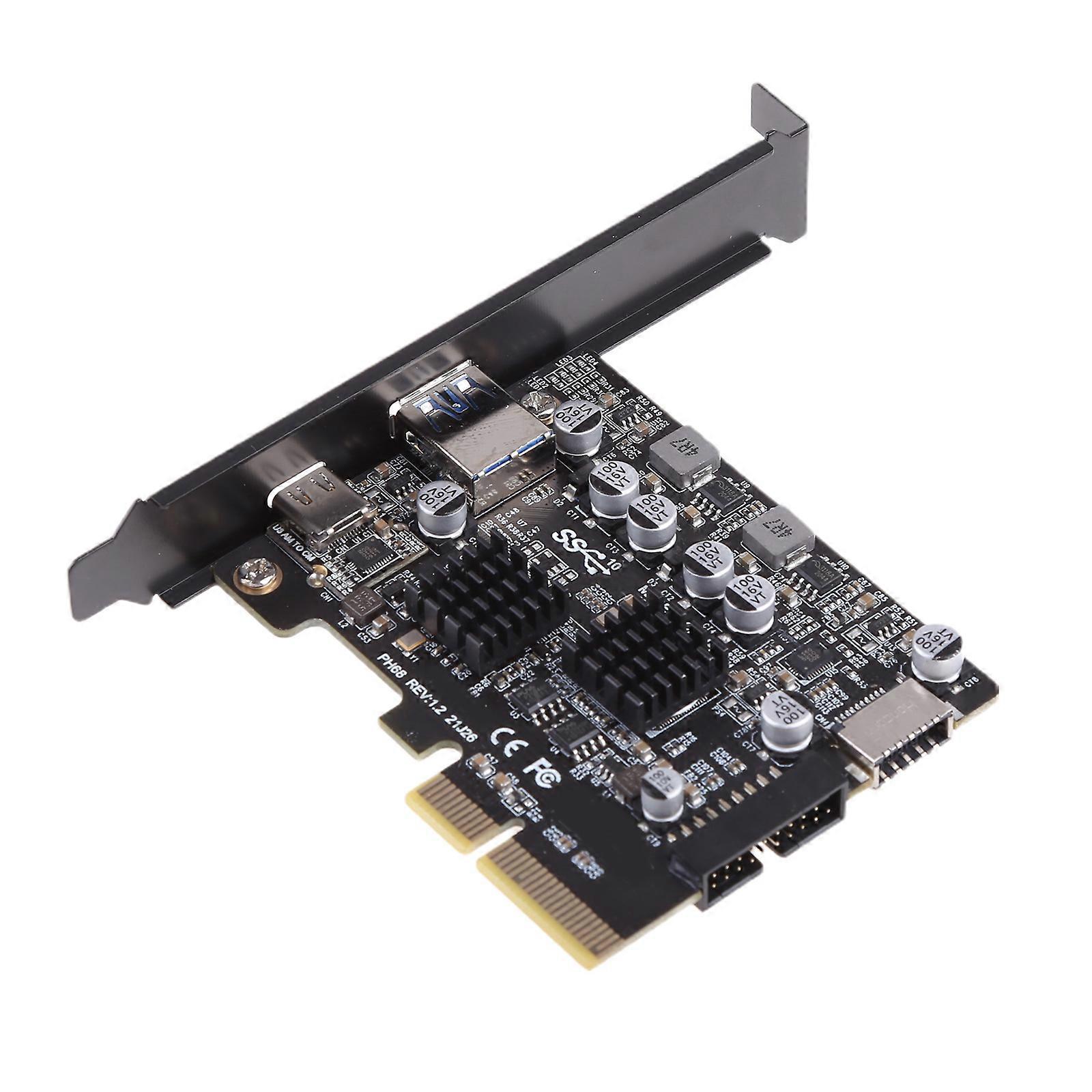 2-port PCI-E USB Riser Card PCIe Converter PCI-E to USB 3.2 Gen 2 Expansion Card PCI-Express Slot 4X for Windows 8/10