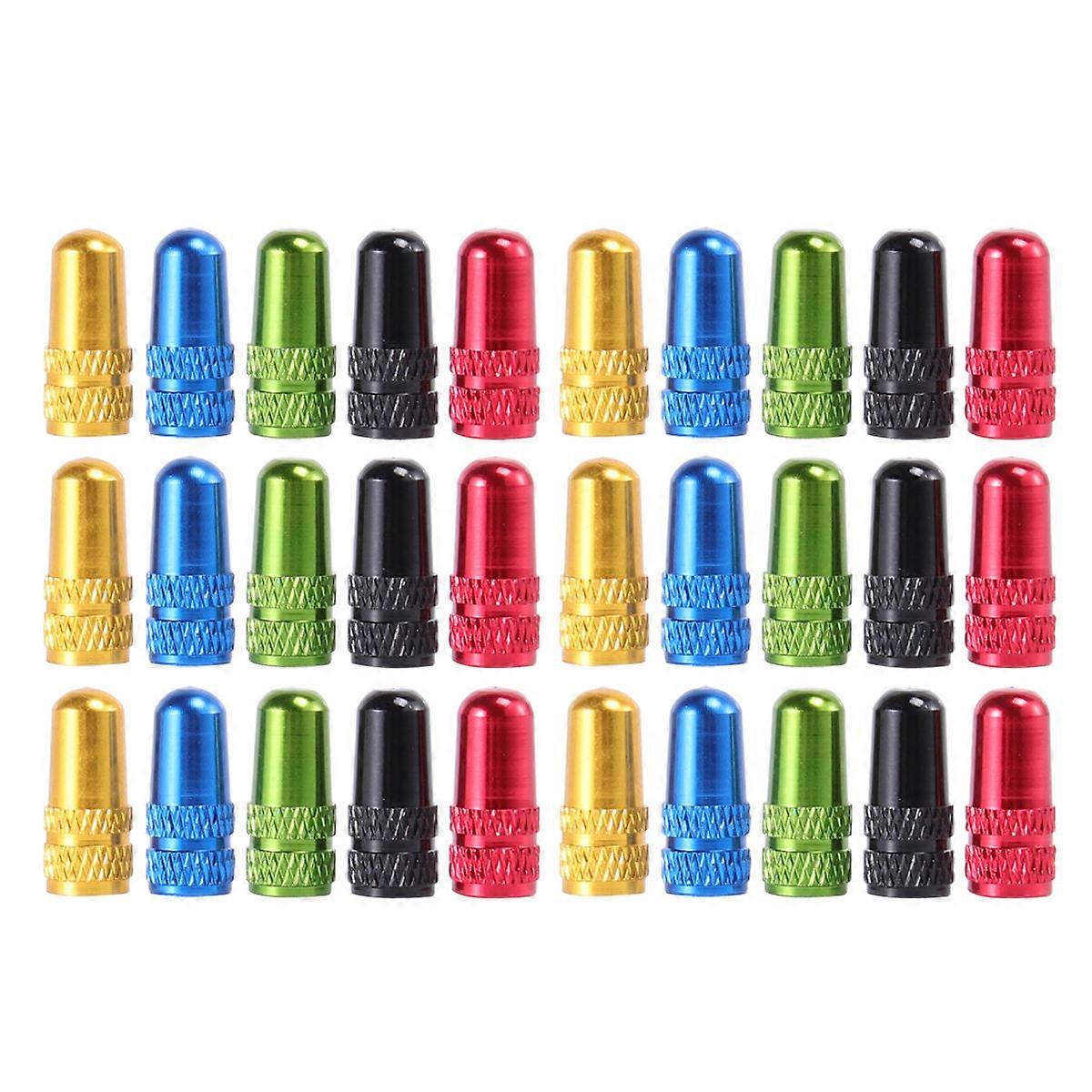 30pcs Anodized Aluminum Alloy Valve Caps for Bike Tires – Lightweight, Easy Installation, Air Leakage Prevention