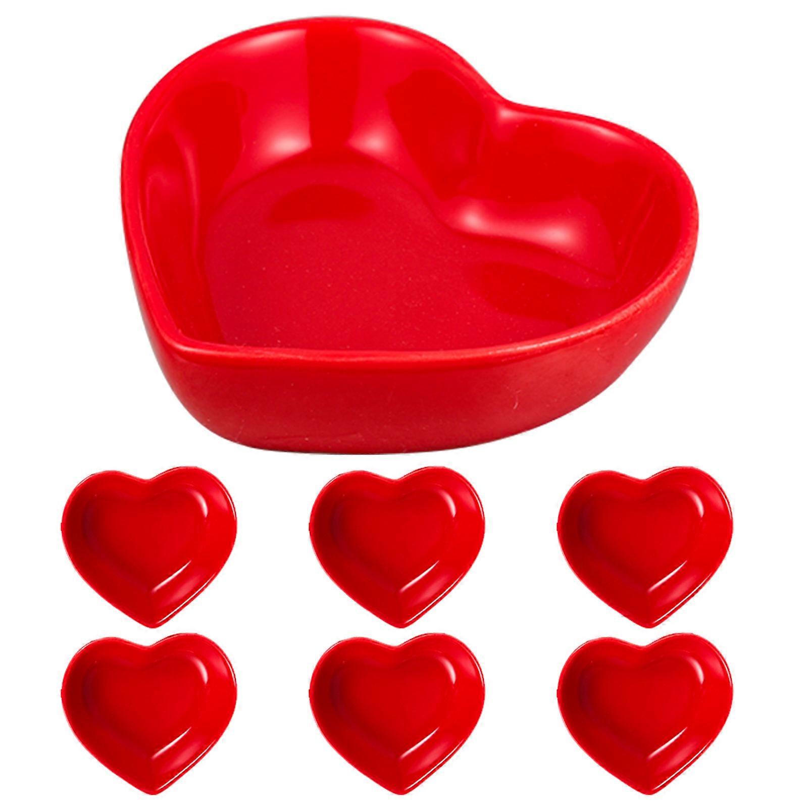 6pcs Heart Shaped Dipping Plates, Heat Resistant Sauce Containers for Condiments, Dishwasher Microwave Safe, Ideal for Snacks, Vegetables and Sauces