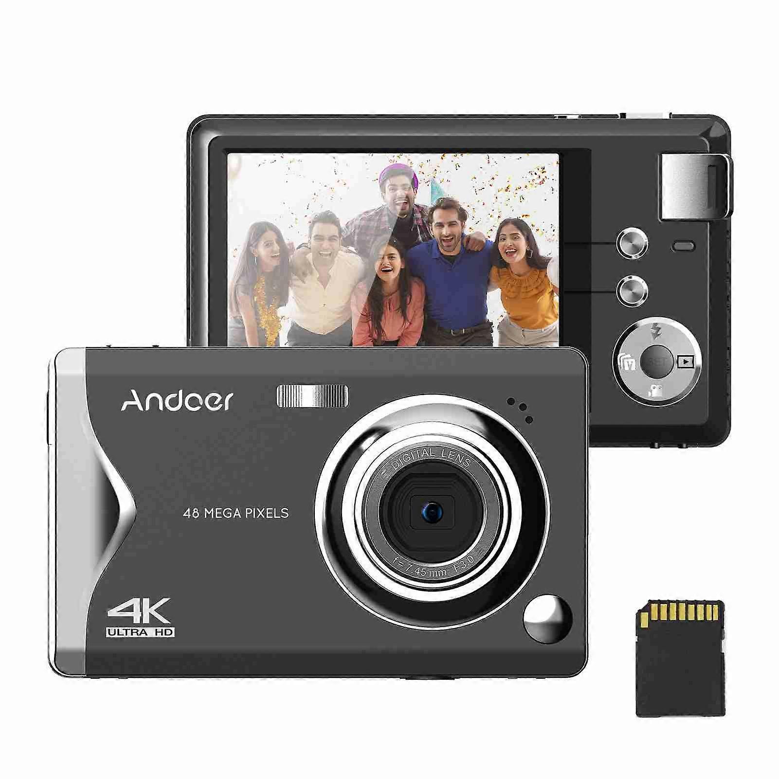 3.0 Inch TFT Portable 4K Digital Camera 48MP 16X Zoom Auto Focus Self Timer Face Detection Anti Shaking with 2pcs Batteries Hand Strap for Childeren