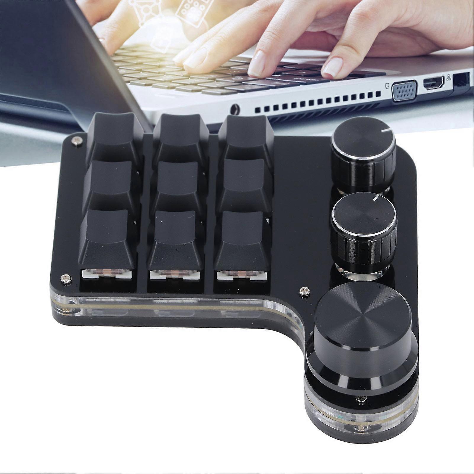 USB Mini Macro Mechanical Gaming Keyboard Programmable 9 Keys 3 Knobs Red Switch RGB LED Onboard Storage Wired Keypad 