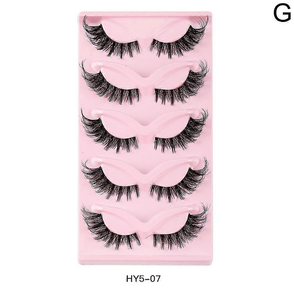 Reusable 3D Half False Eyelashes 5-Pair Set Natural Fluffy Handmade Clusters for Effortless Everyday Glamour