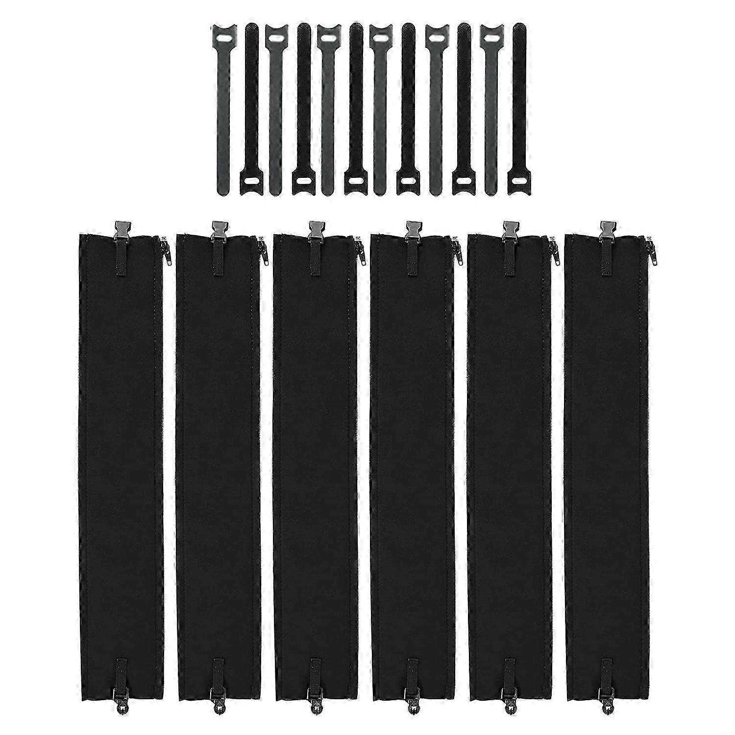 6 Pack Cable Management Sleeve with 12Pcs Cable Tie Cord Organizer Wrap Wires Hider System with Zip