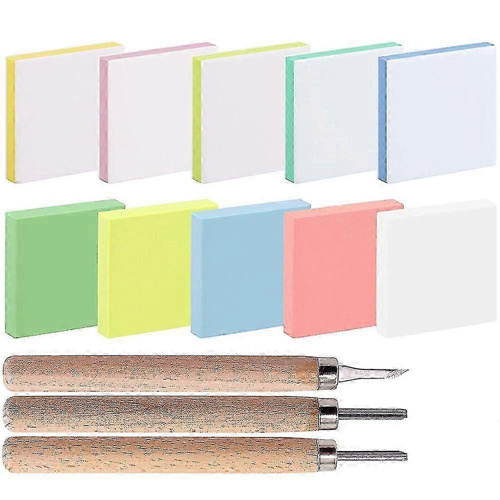 13 Pcs Rubber Stamp Carving Blocks Kit with Carving Tools for Artistic Designs