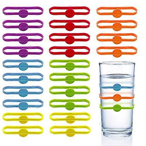 24 Pcs Wine Glass Markers Silicone Drink Markers Reusable Party Reception Glass Identifiers Wine Glass Identifier