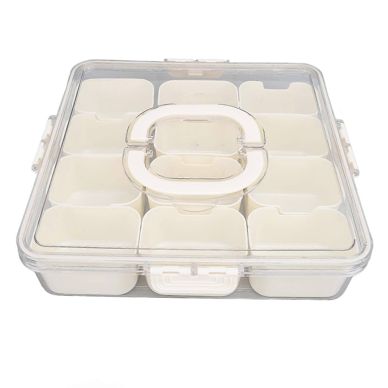 Divided serving bowl with transparent lid handle, 12 compartment pet ABS divided serving box, snack box sausage container for snack fruits