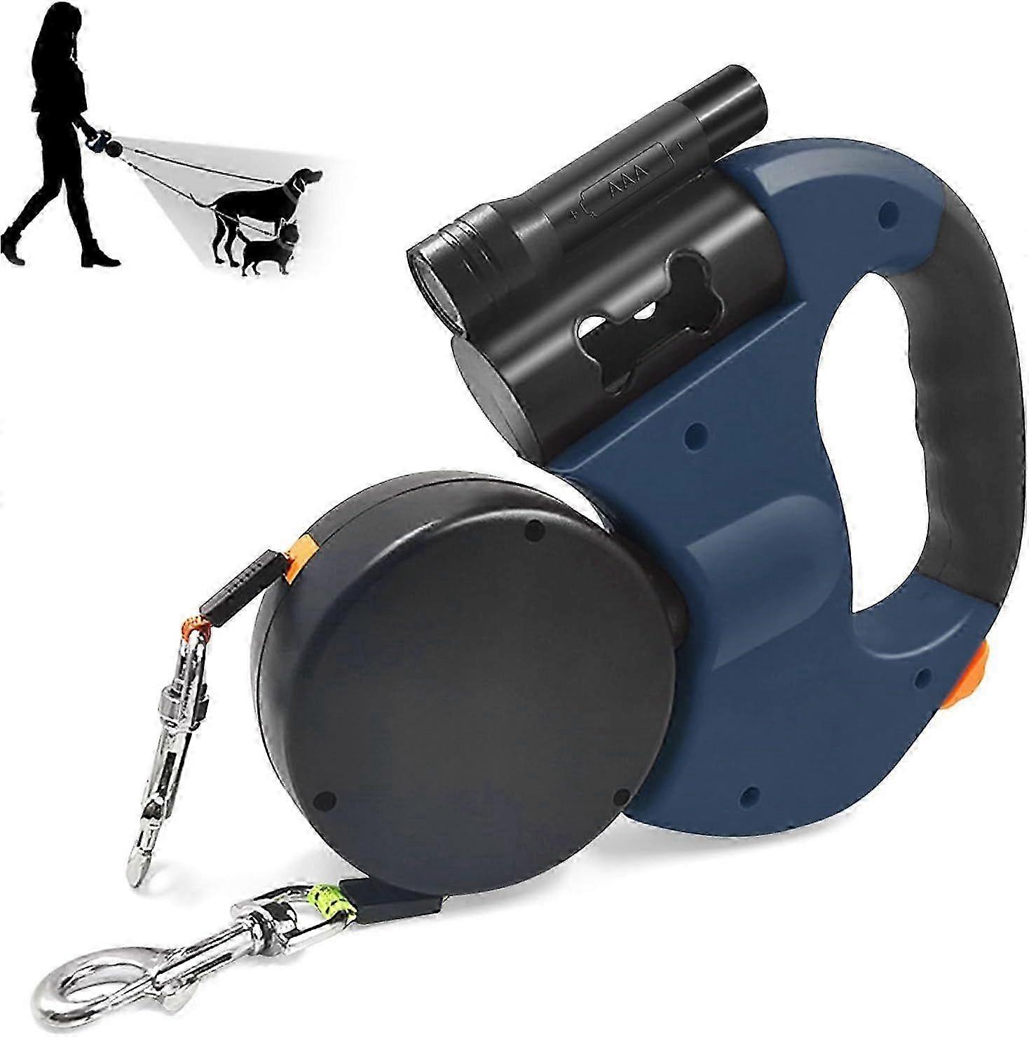 Double dog leash for 2 dogs, Flexible retractable dog leash, Durable and safe design
