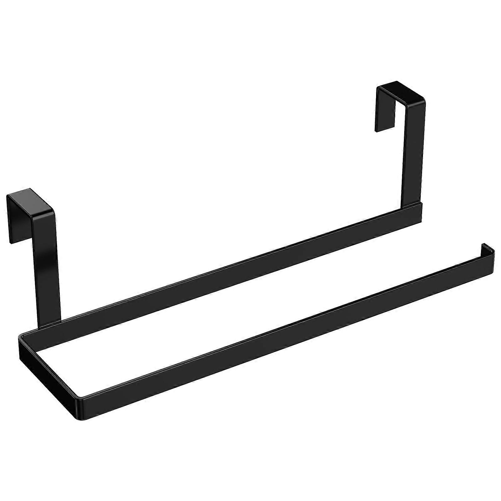 Heavy Duty Kitchen Roll Paper Towel Holder with Nail Storage Rack for Cupboard Cabinet – Space Saving Black Organizer for Towels Wraps Easy