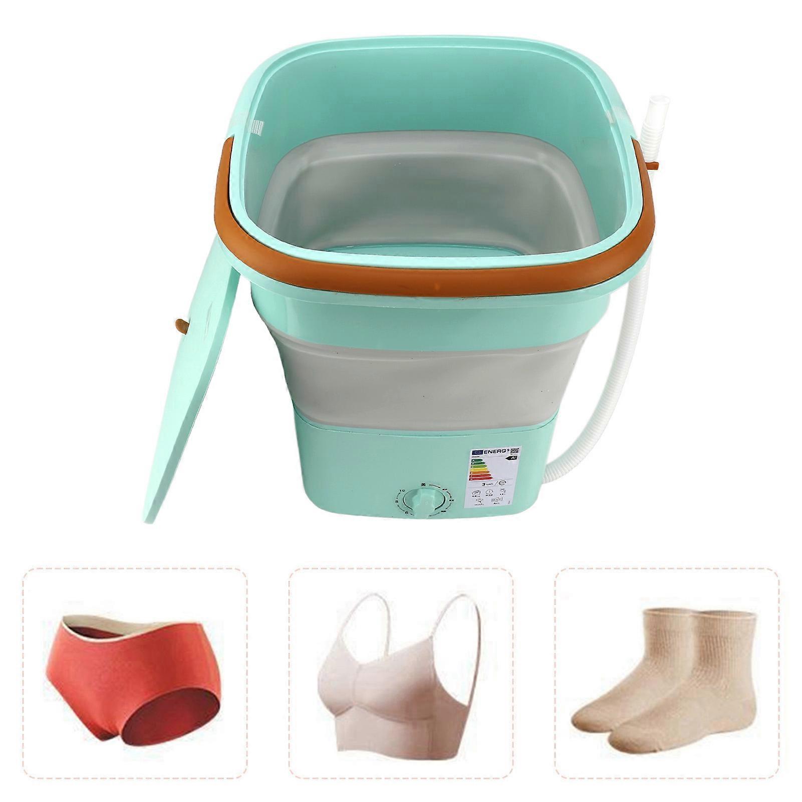 Portable 11.5L Foldable Washing Machine Green EU Plug 220V