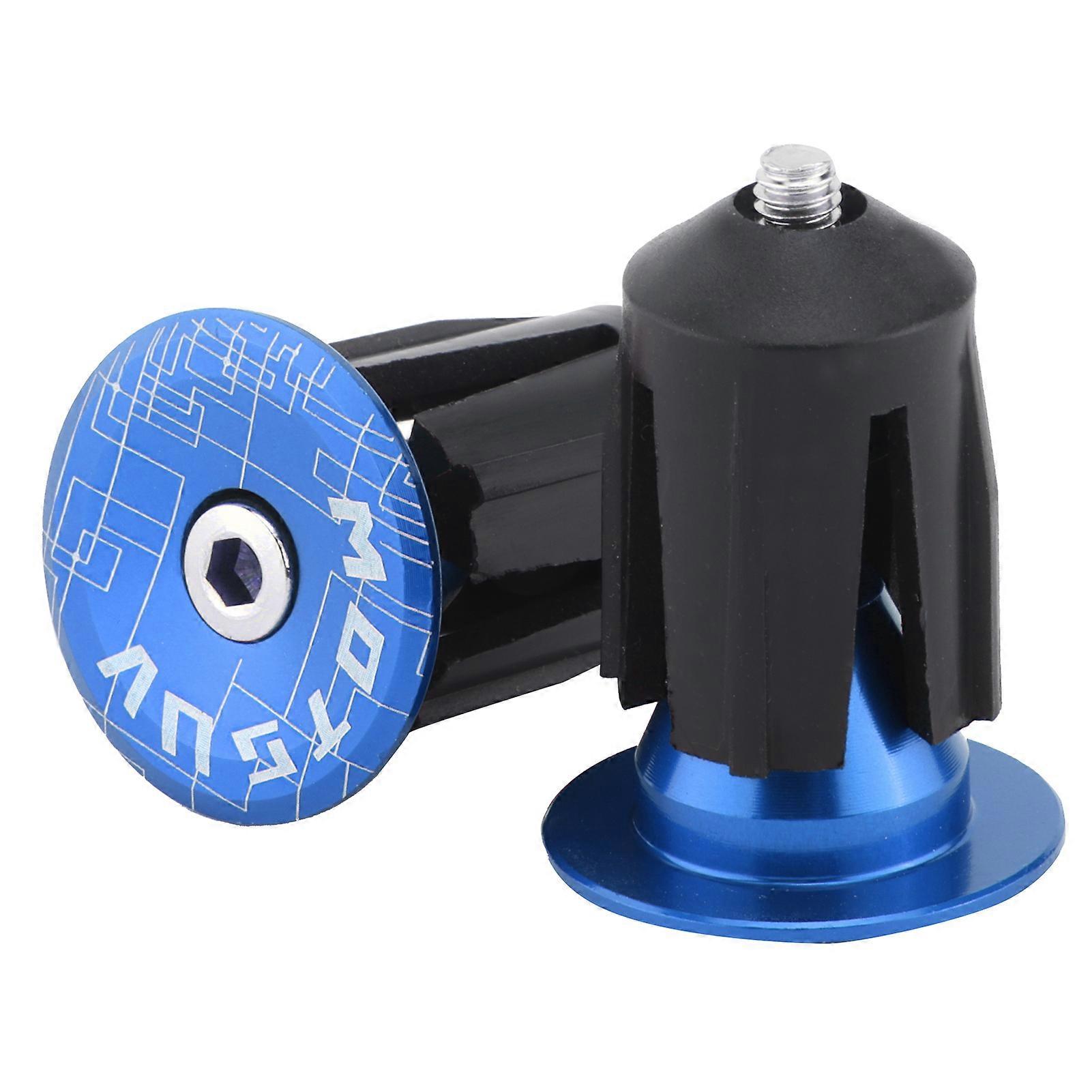 Set of 2 bicycle handlebar end caps, for road bike and mountain bike, blue