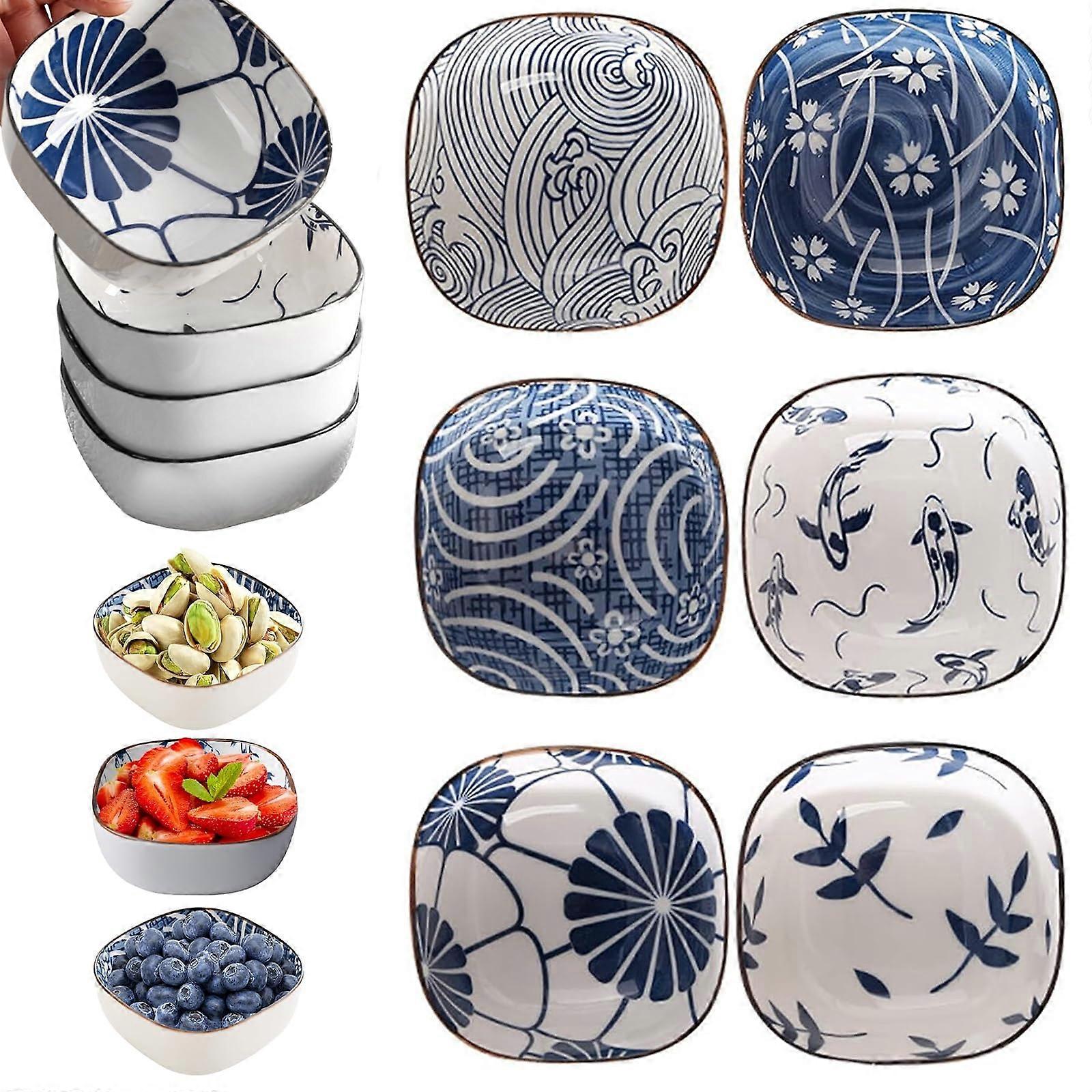 Set of 6 ceramic dip bowls, ceramic dip bowls, 9.2 cm, dip bowls, decorative dip bowls, sauce bowls for sushi, for soy sauce, vinegar