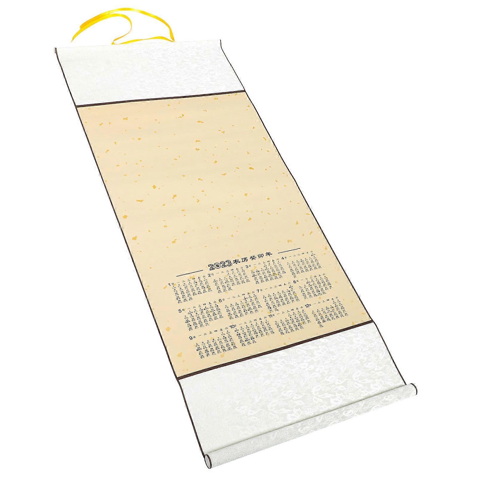 Blank Calligraphy Paper Blank Hanging Scroll Paper Hall Display 105x45cm Beige Chinese Painting Scroll 1Set