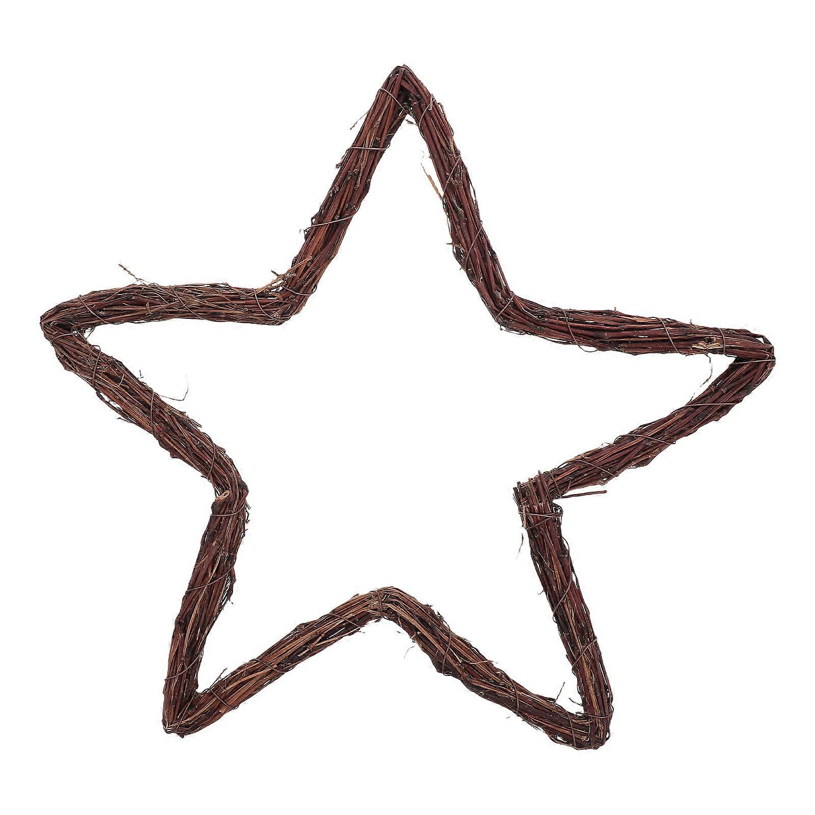 Christmas Wreath Making Supplies Rustic Star Ornaments for Weddings Rattan Wreaths for Front Door Coffee Color Floral Arrangement 1Pcs