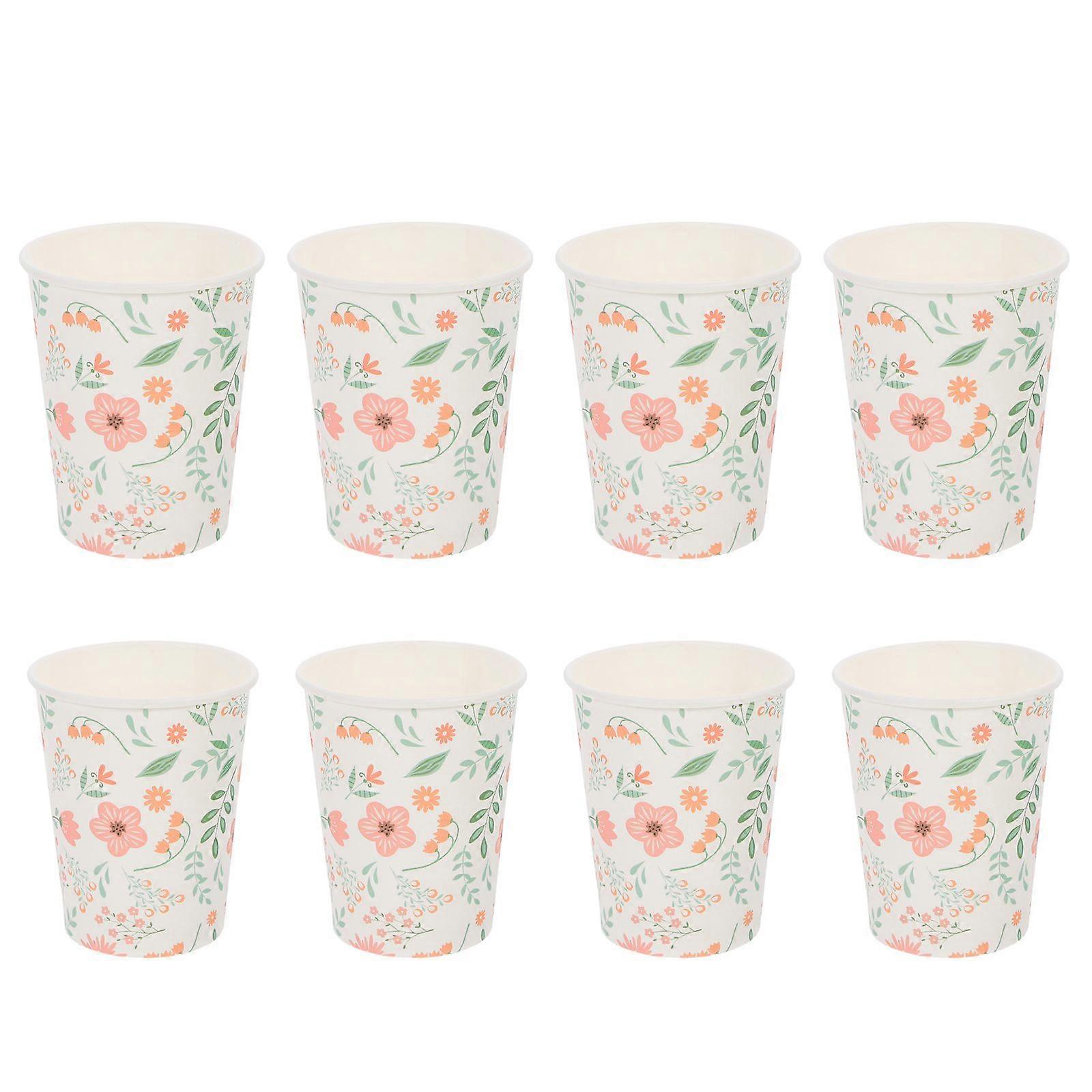 32Pcs Floral Paper Cups Disposable Cups Pretty Drinking Cups for Party
