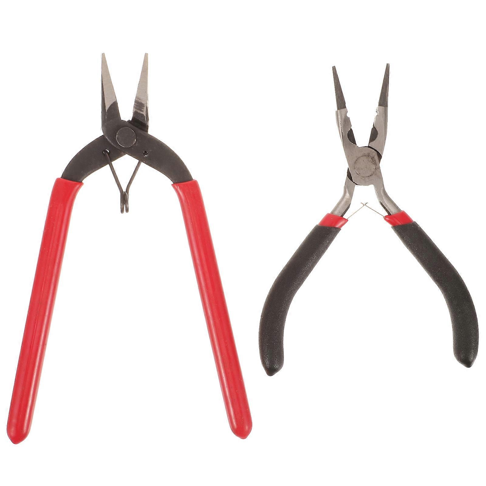 Jewellery Making Tool Flat Nose Pliers Long Time Use Carbon Steel Multi-Functional Design Hobbyists 2Pcs