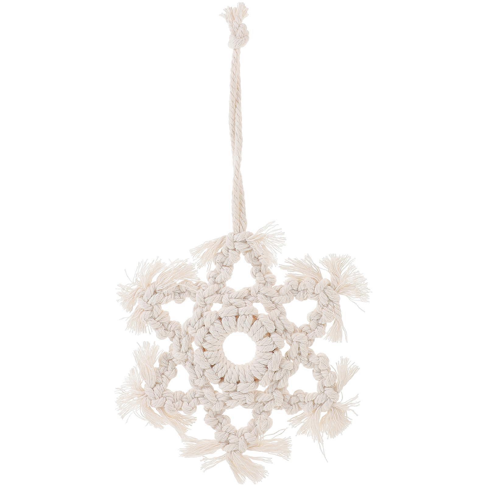 Nordic Style Hanging Mat Snowflake Design Table Placemat Beige Color 17.5X17.5CM 1Set