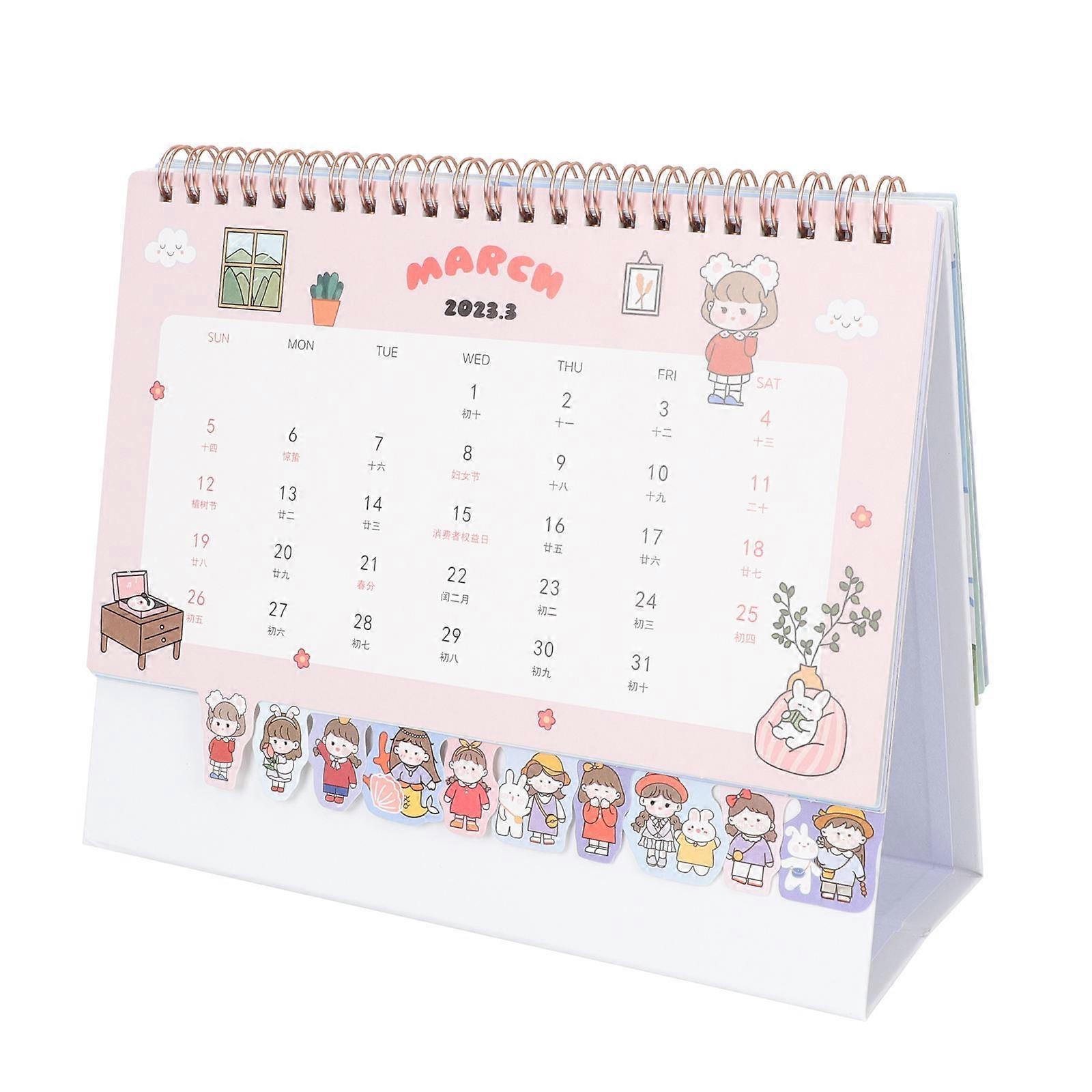 Creative Desk Calendar Desktop Planner Office Calendar Memos Writing Time Planning 21x18cm Rectangular Shape for Girls 1Pack