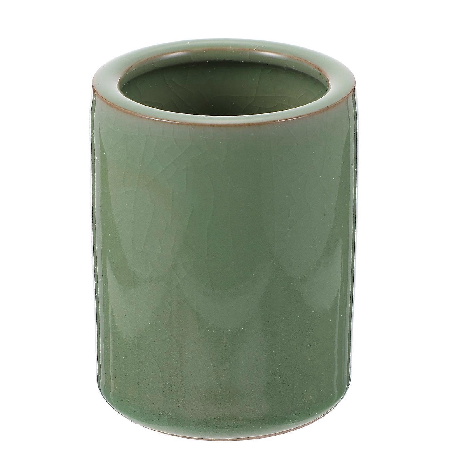 Vintage Ceramic Pen Holder & Storage Jar for Desktop Organization – Stylish Porcelain Container for Calligraphy Brushes, Makeup & Stationery Supplies