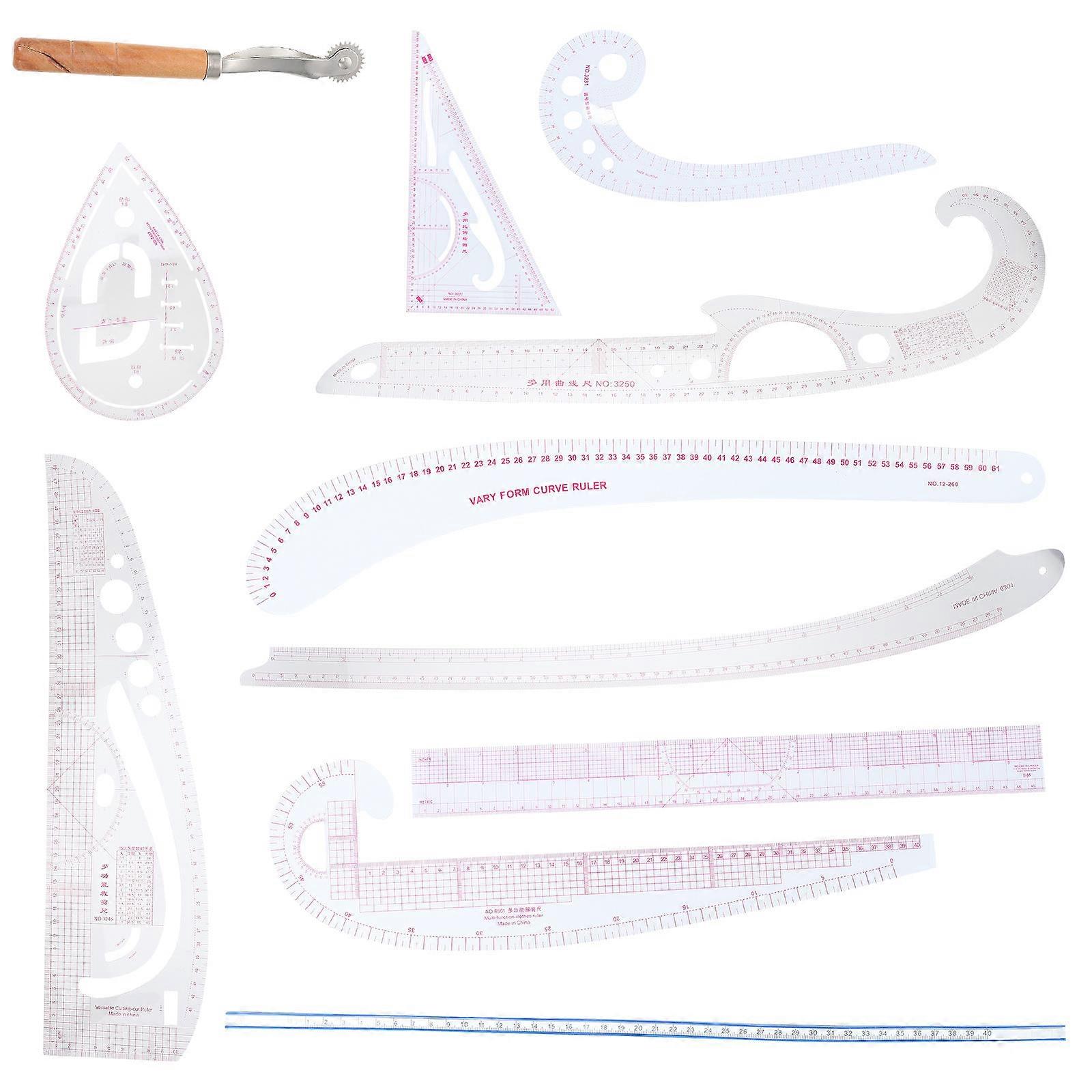 Multifunctional Ruler Precision Sewing Ruler Handmade Clothing Design For Students And Designers Assorted Color 0.1X5.1X60.5CM 1 Set