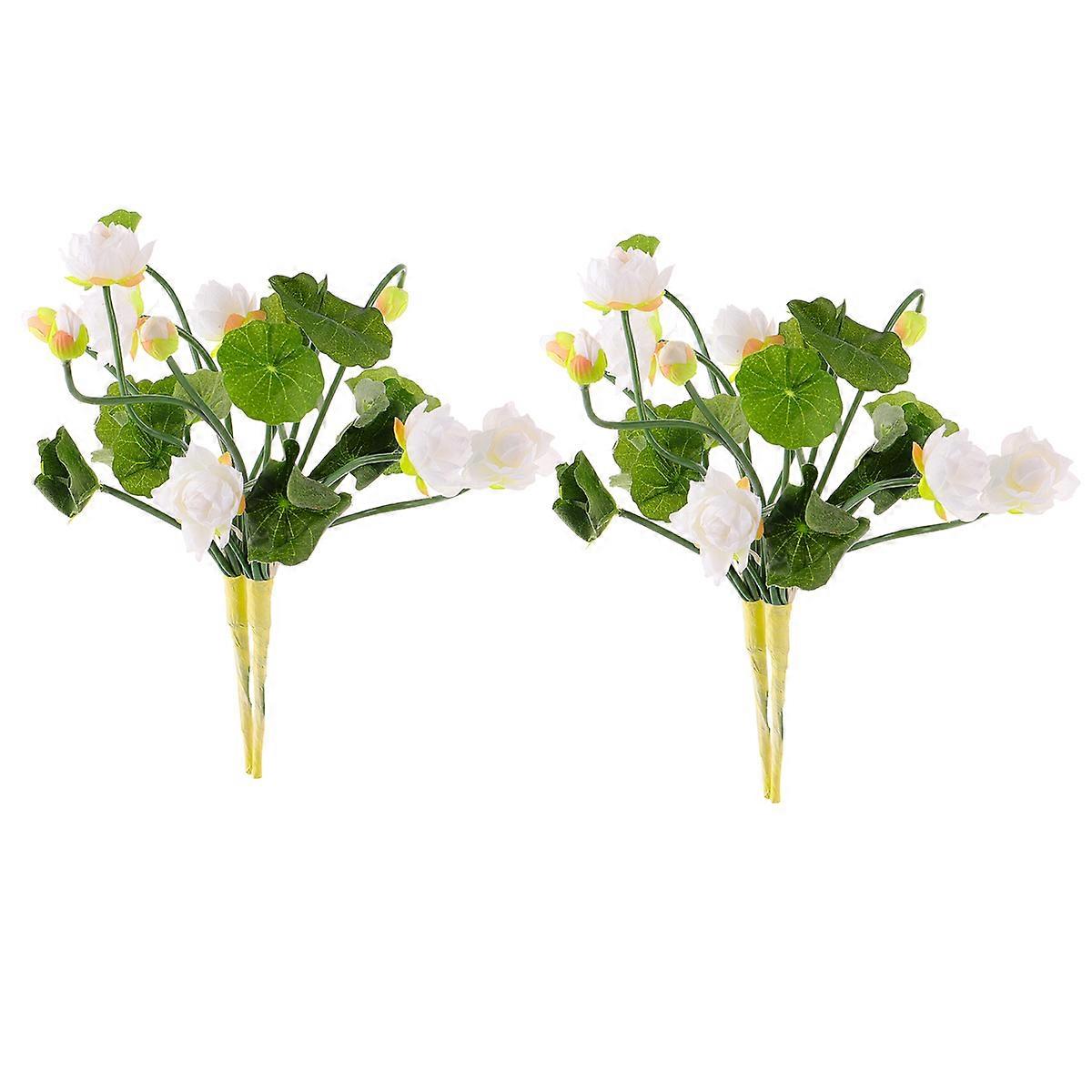Hotel Decoration Lotus Shape Artificial Flower White Mini Silk Cloth for Home 2Pcs