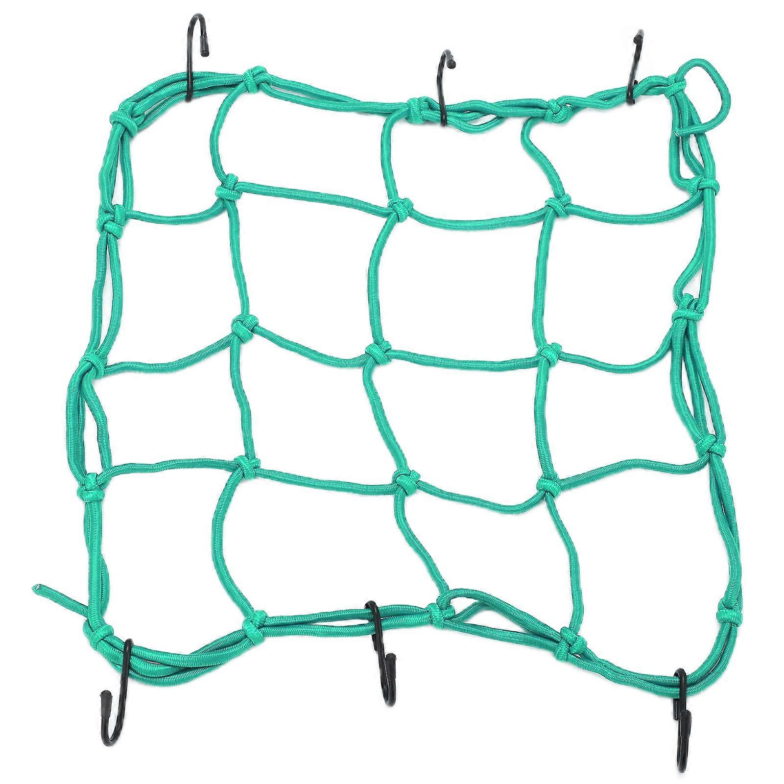 Heavy Duty Elastic Nylon Cargo Net with Hooks for Road Bikes, Mountain Bikes, Motorcycles and Electric Vehicles, Green
