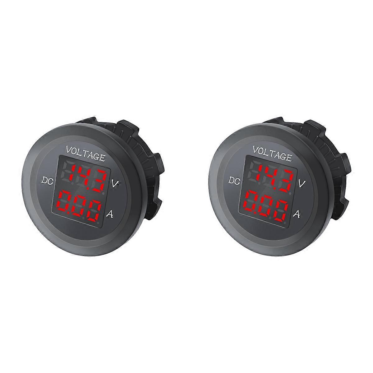 Auto LED Digital Voltmeter DC 12V/24V LED Dual Voltmeter Amperemeter Rot