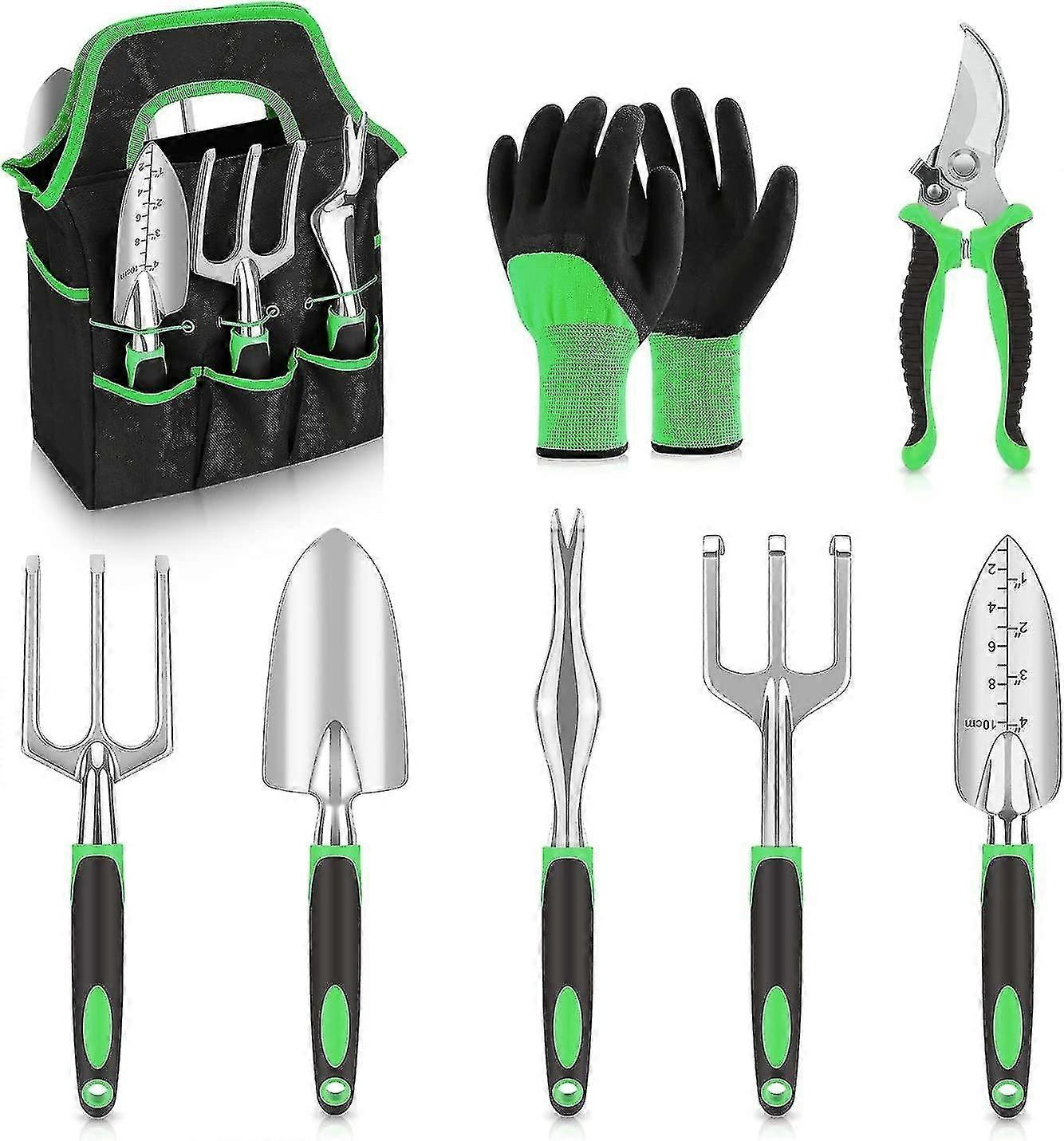 Garden Tool Set 8 Piece, Duty And Aluminium Alloy Tools With Non-slip Ergonomic Handle, Durable Stor