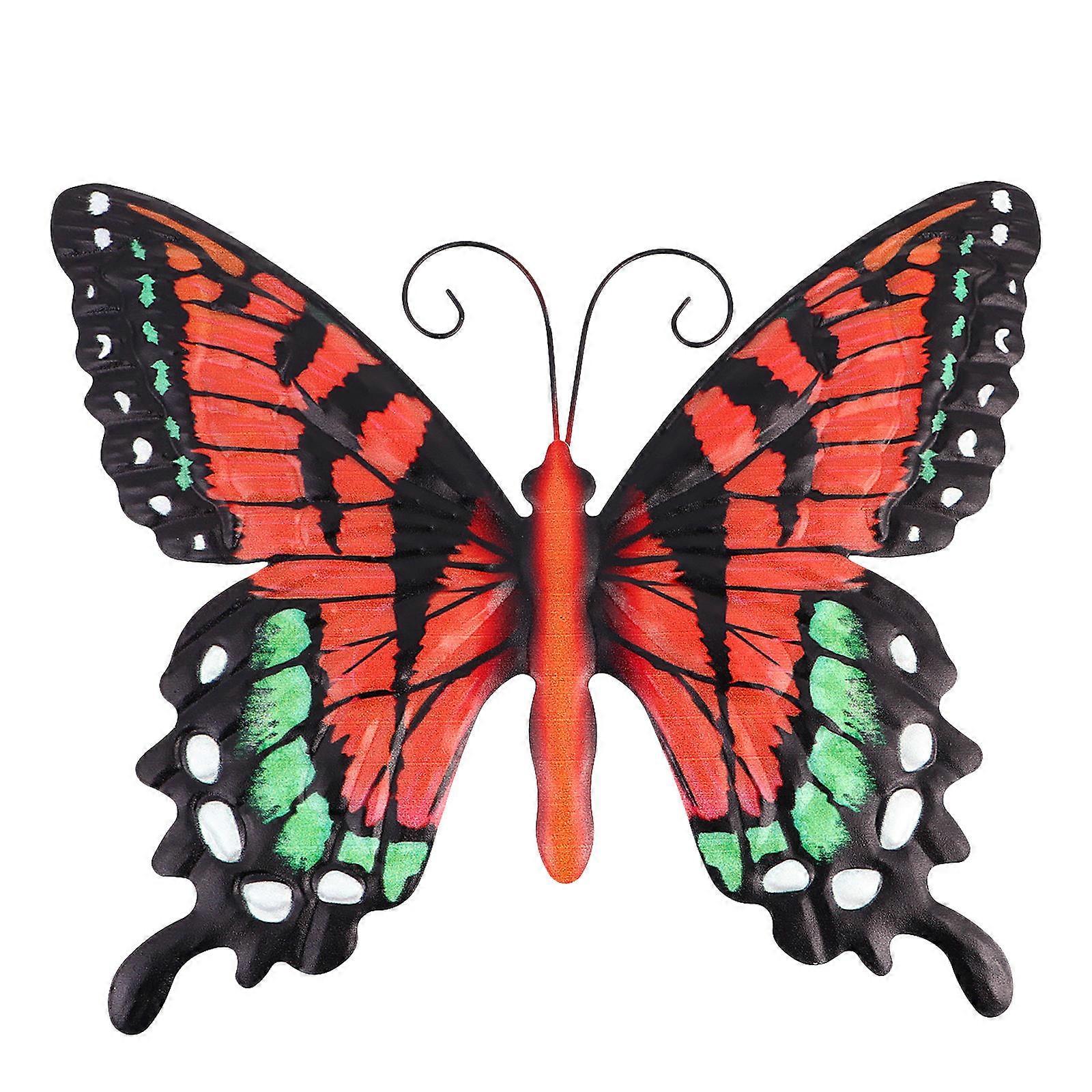 Giant Butterfly Decorations Iron Art Butterflies Pendant 3D Red 22.8x27.5cm Fence Porch 1Set