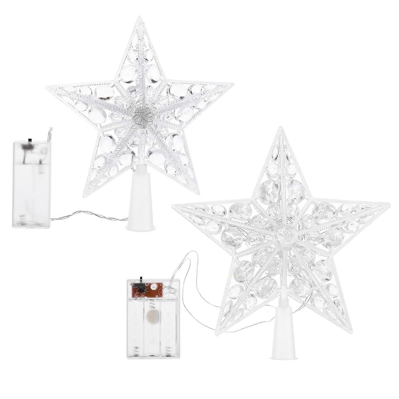 Toppers Star Lights Tree Topper Star For Christmas Celebration Colorful Light 2Pcs