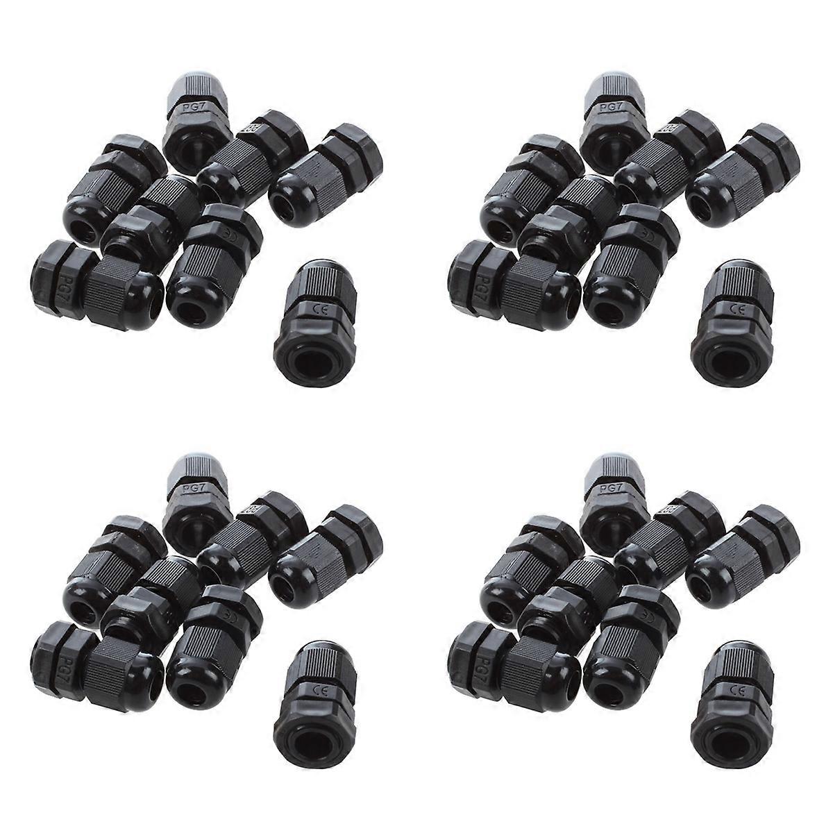 8 PCS PG7 Black Plastic Waterproof Cable Gland Connector 3-6.5mm