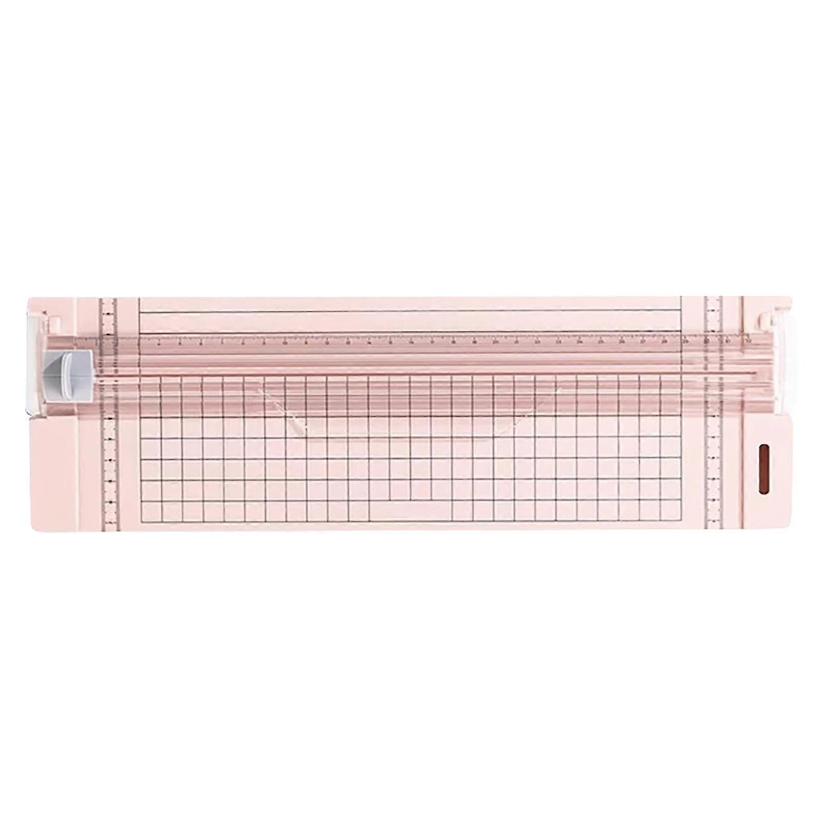 Paper cutter A4 with double blade, small cutting machine with ruler, paper cutter portable for office, school, DIY projects (Pink)