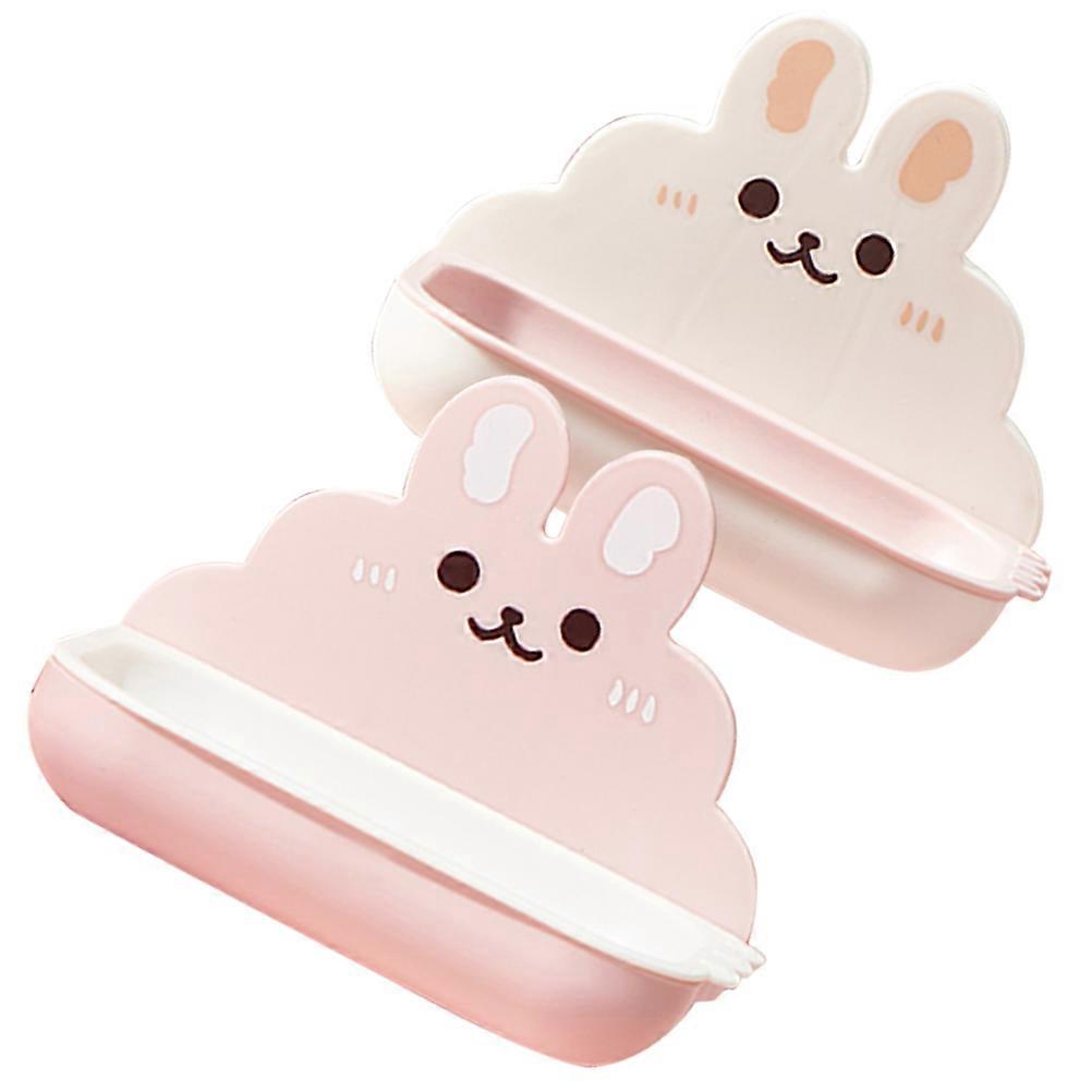 Wall Mounted Soap Dish Holder Cartoon Rabbit Shape Non-scratch Kitchen Accessories White Rabbit 14.20X10.60X9.00CM 2Pcs