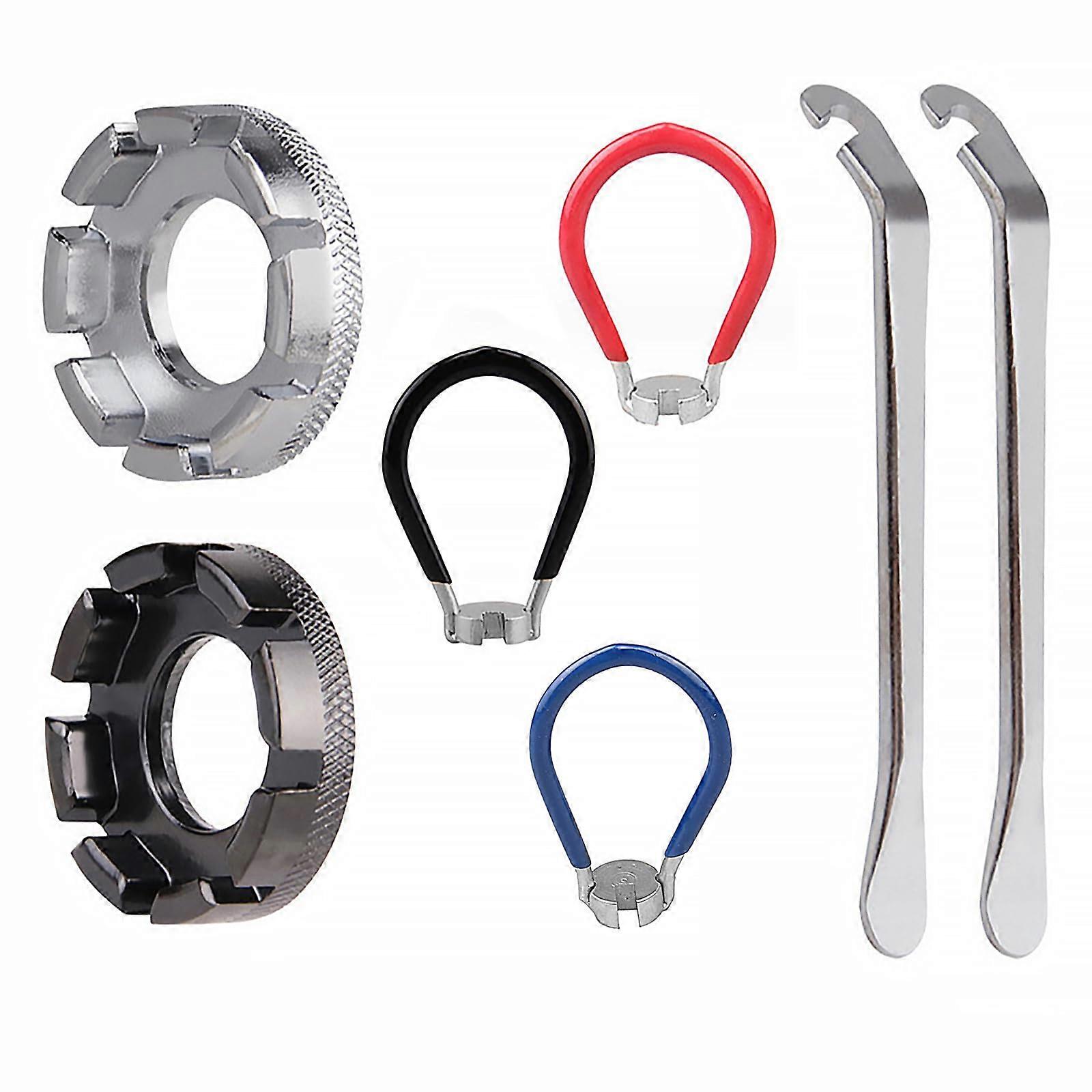 Bicycle Spoke Wrench Set - 2 Piece Spoke Tensioner Tool for Wheel Centering, Nipple Adjustment, and Tire Lever