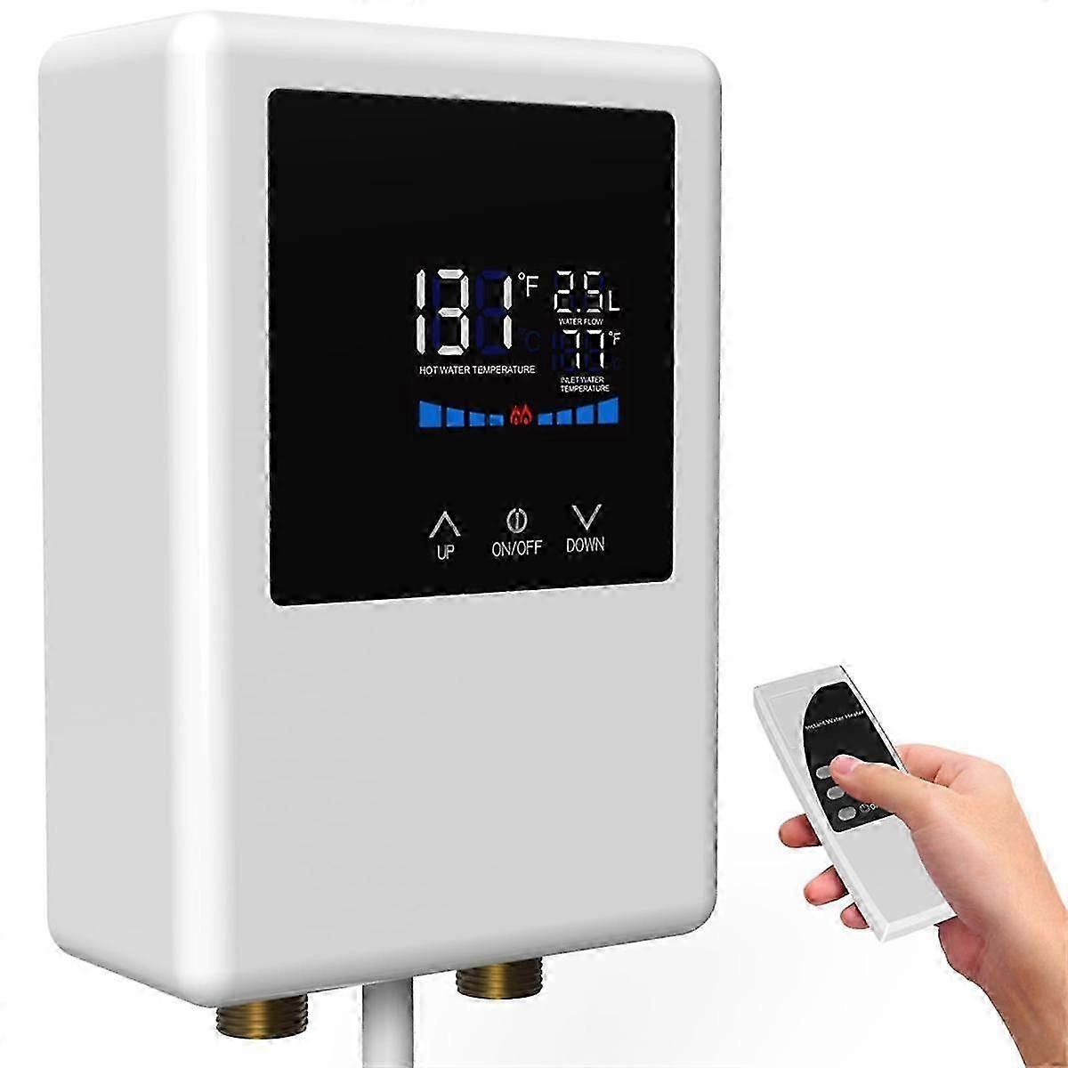 Chauffe-eau électrique, chauffe-eau instantané 5500W avec télécommande et écran tactile LCD