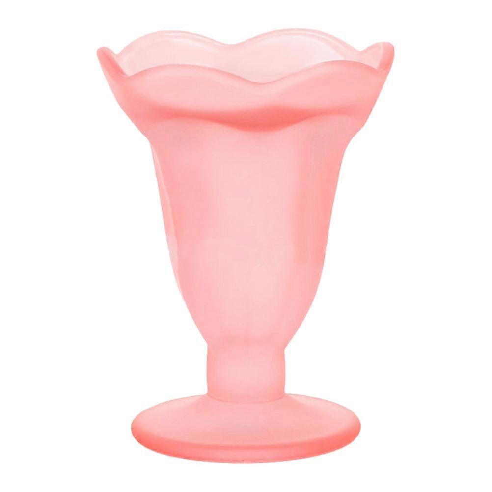 Ice Cream Cup Glass Dessert Container Pink 13.5x10cm Holding Yogurt 1Set