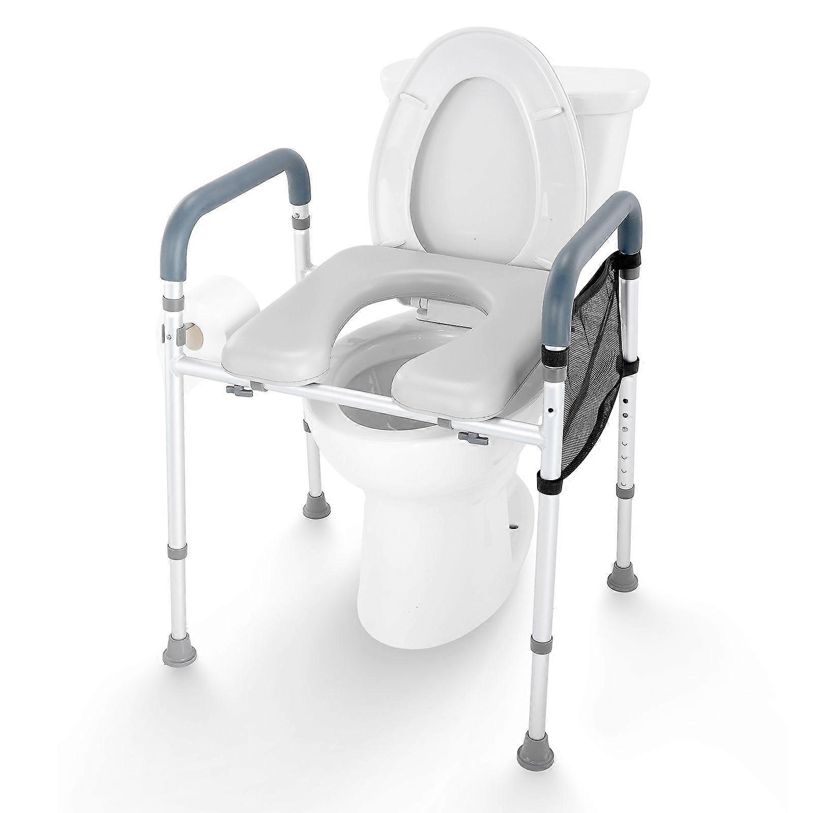 升高的马桶座圈，7 位高度调节 19.3 英寸 - 25.2 英寸，承重 350 磅，带舒适衬垫