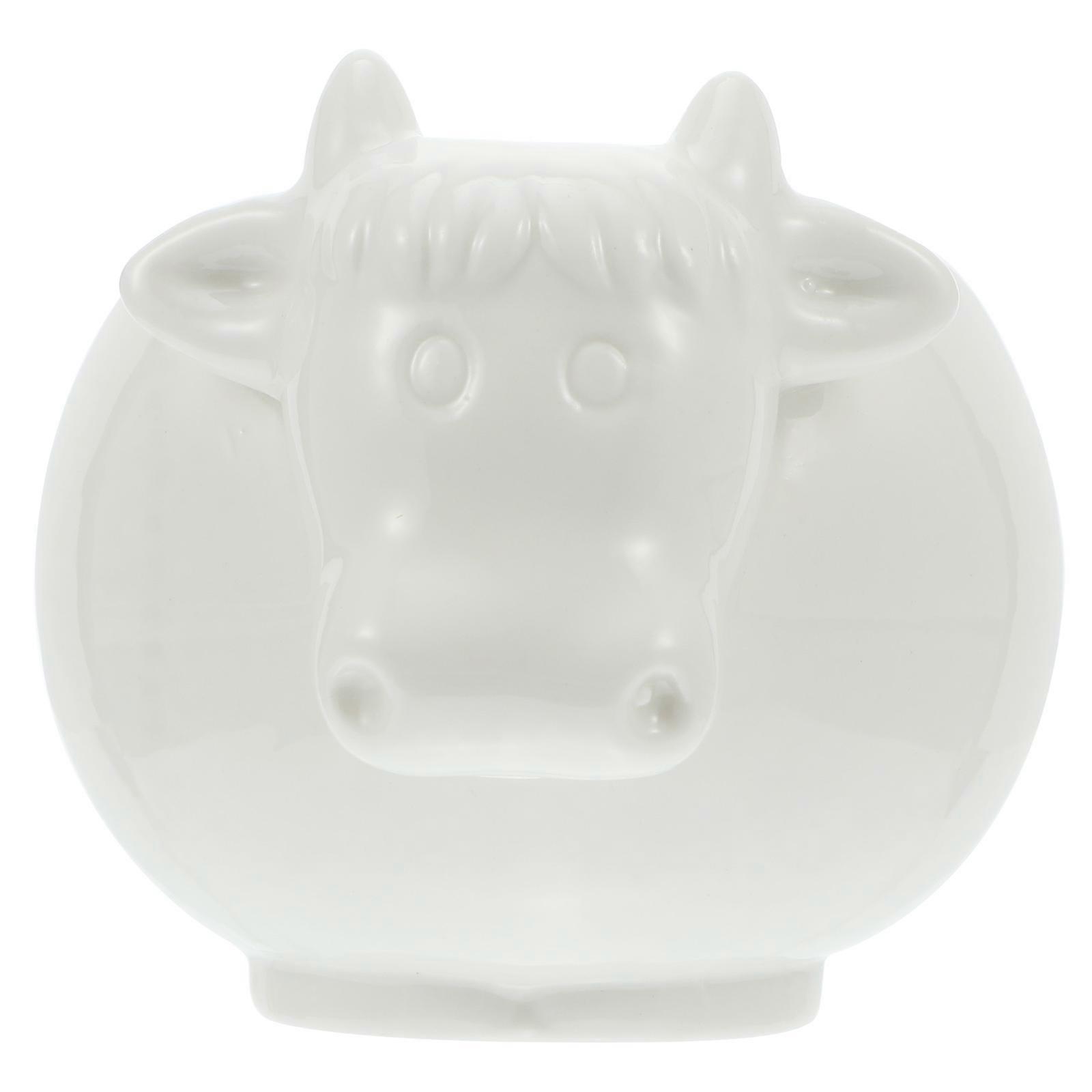 Creative White Ceramic Cow Modeling Flowerpot for Decor 1pc Suitable for Small Plants