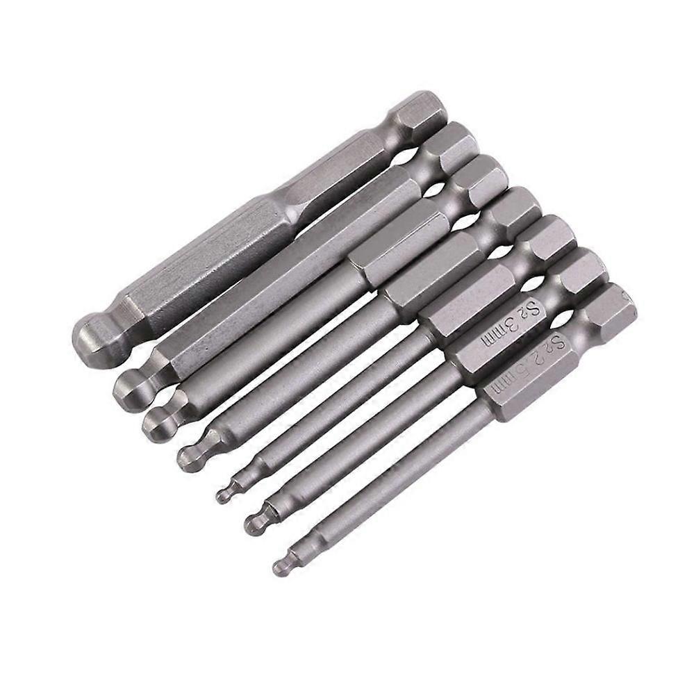 Triangle Shaped Drill Bits 7 Pcs Steel Ball Screwdriver Bit Set Suitable for Electric Screwdrivers Dark Grey 2mm
