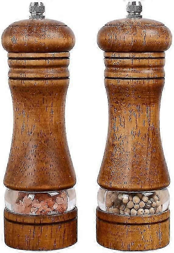 Wood Salt and Pepper Grinder Mill Set, 2 Pack, Retro Style