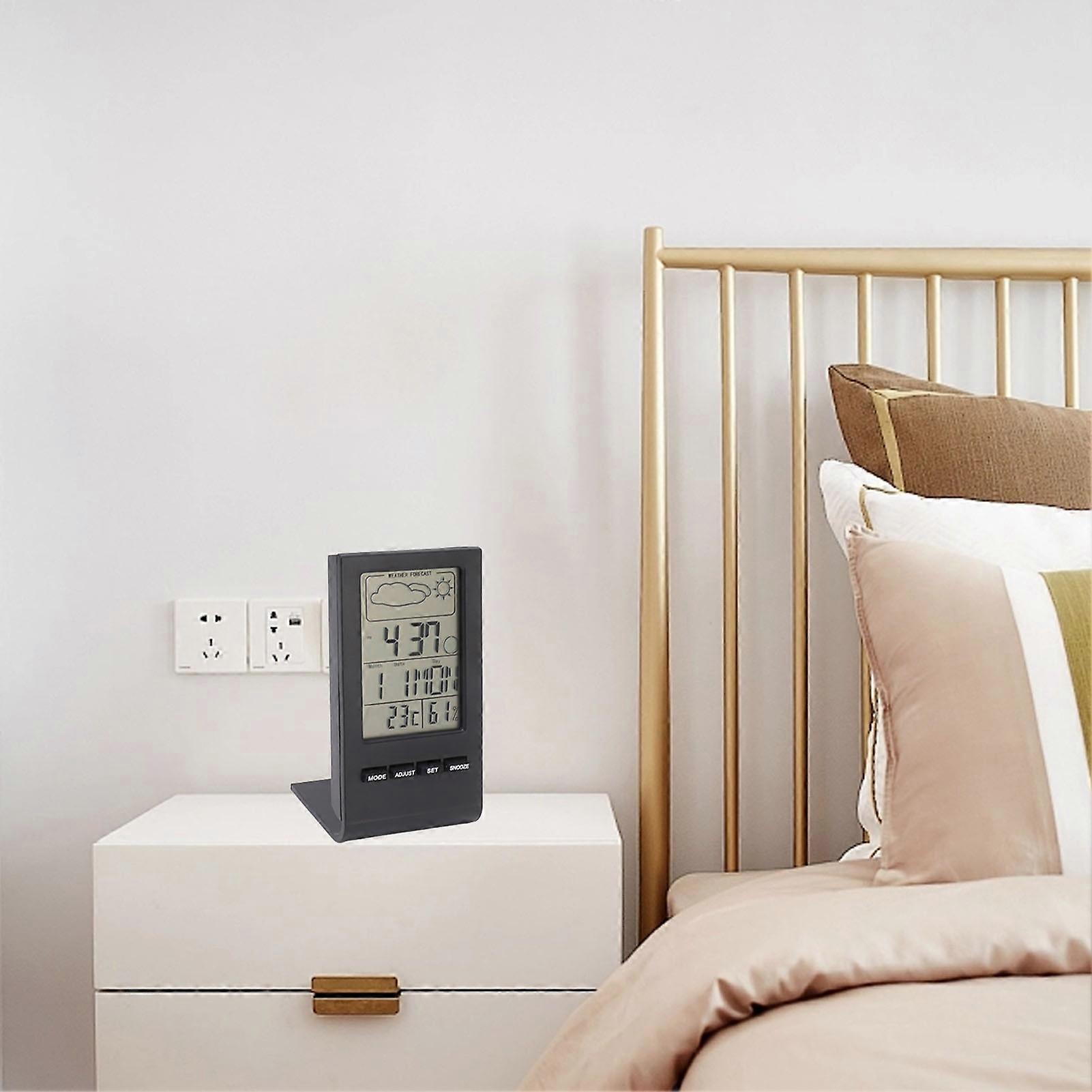 LCD Screen Digital Hygrometer Indoor Thermometer Humidity Gauge Temperature Humidity Monitor Alarm Function Weather Display Black 