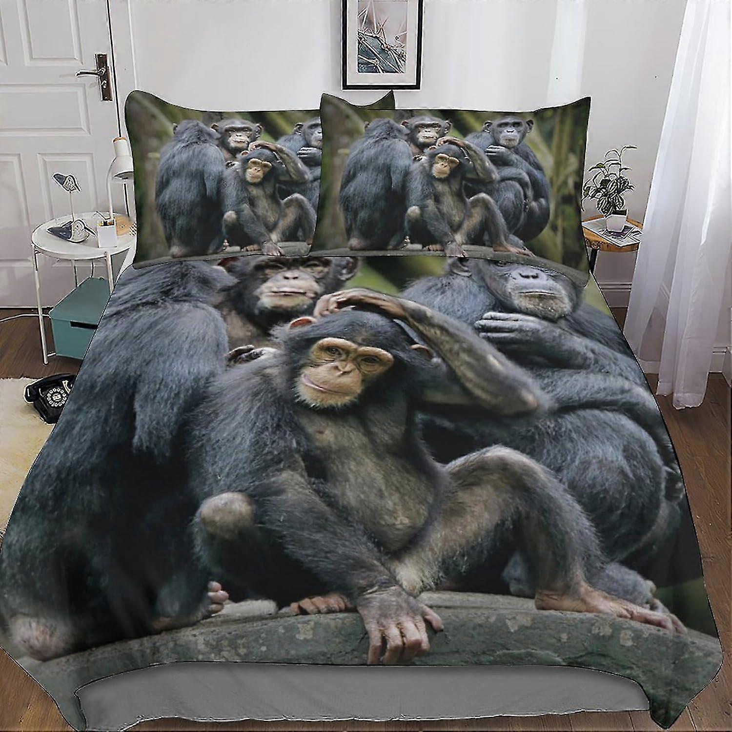 Conjunto de 3 Peças Capa de Edredom Estampada para Cama, Capa de Edredom com Estampa Animal Macia com Capa de Colcha com Zíper & Fronhas