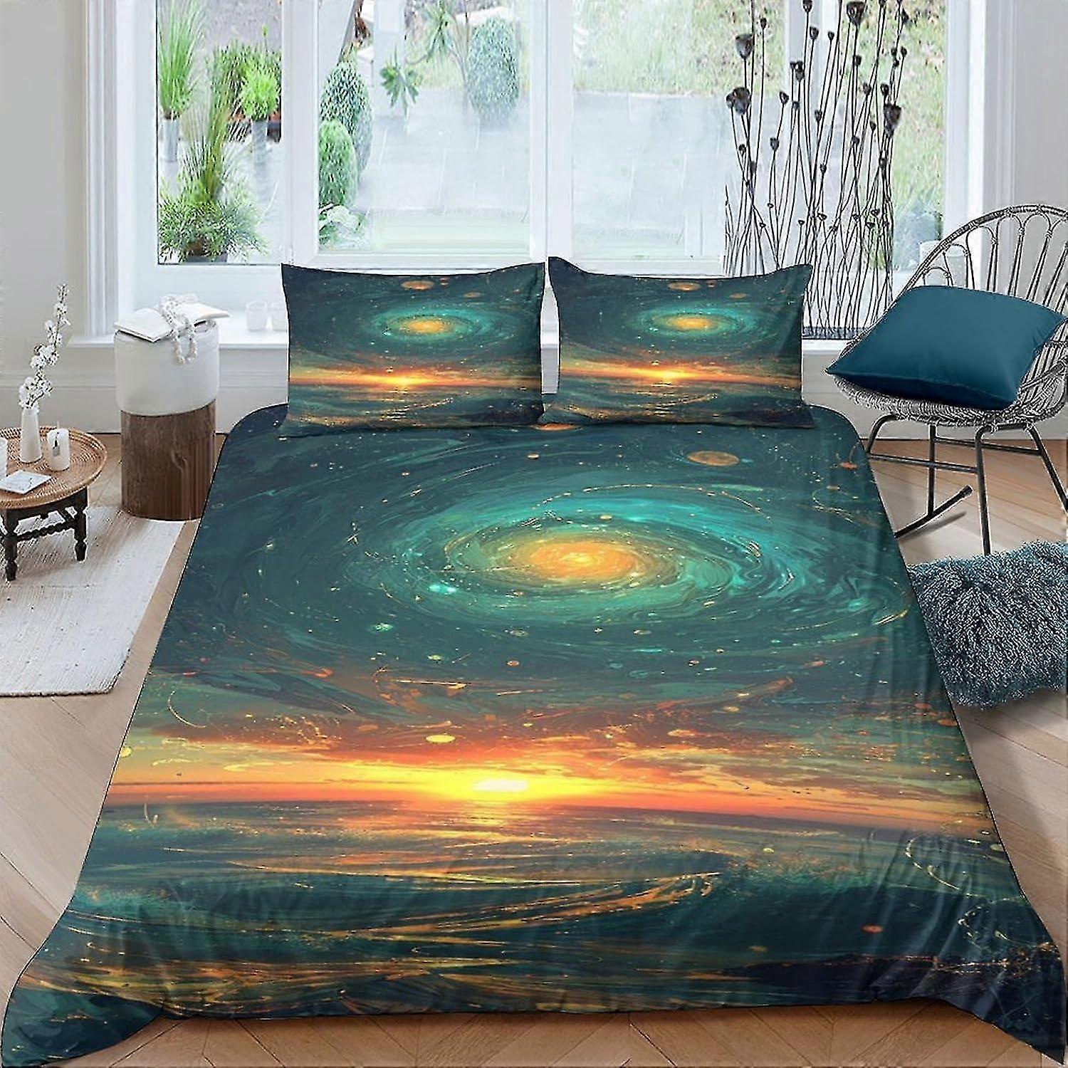 Conjunto de Capa de Edredom Starry Sky Branco com Fecho de Zíper para Vários Usos, 3 Peças Duplas