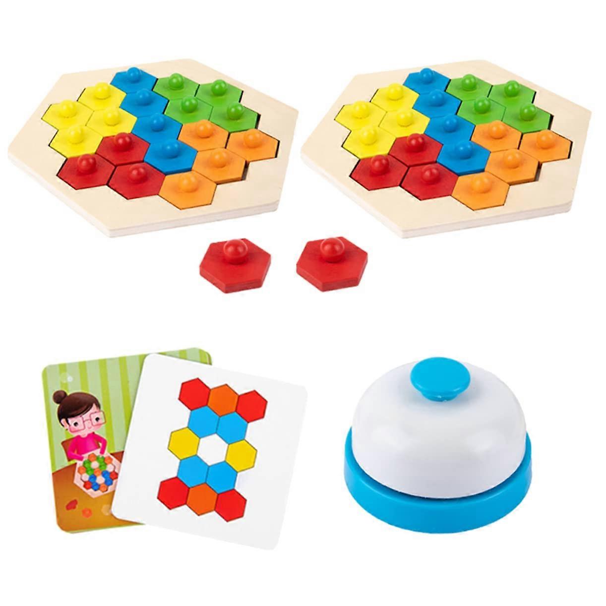 1 Set Educational Hexagon Puzzle for Interactive DIY Learning Toy Hand Eye Coordination and Cognitive Skills for Parents Boys Girls Interaction