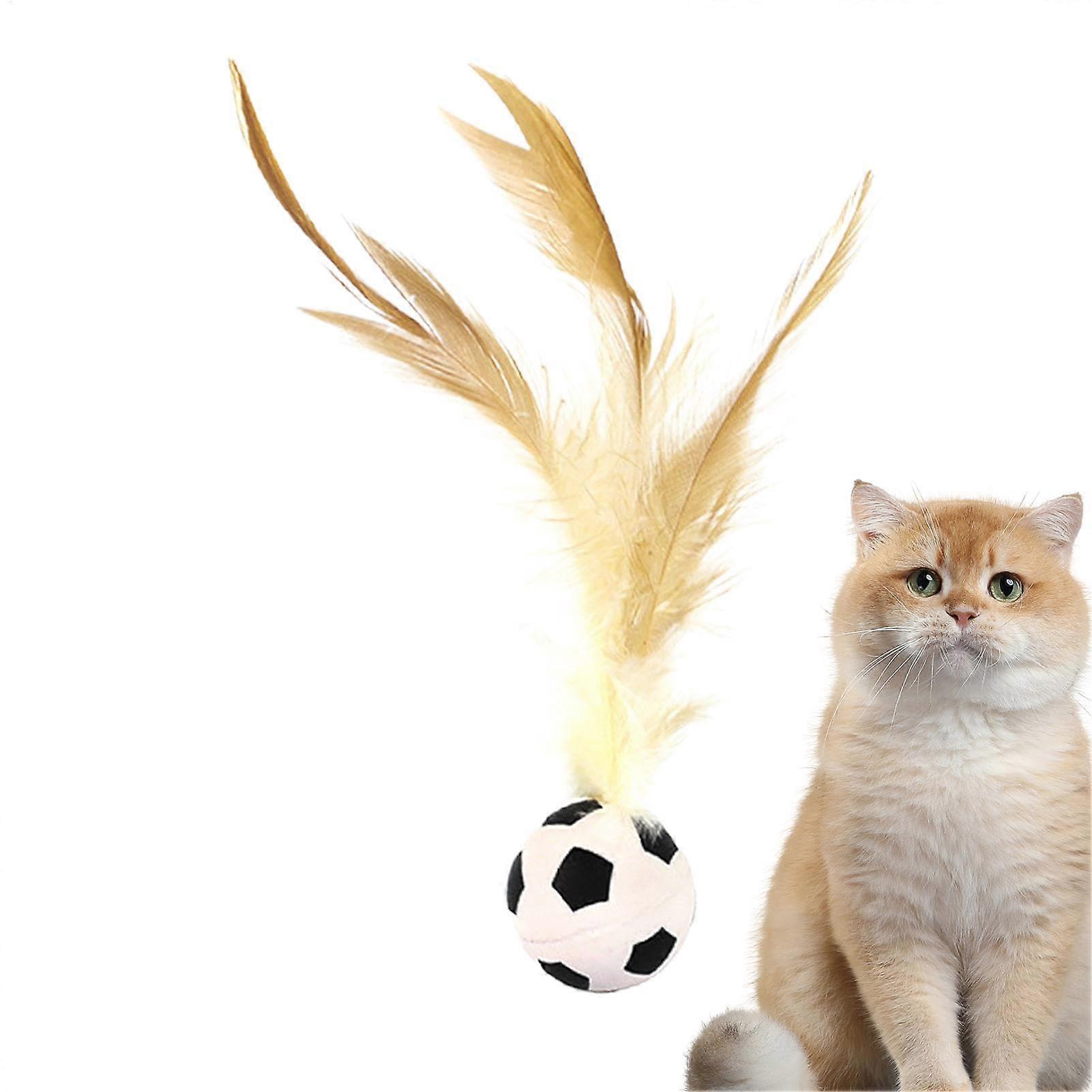 Cat Feather Ball Toy Elastic Sphere With Feathers For Cats And Small Dogs Interactive Kitten Health Toy