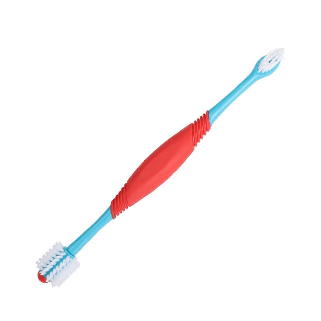 Double Toothbrush for Pets - Soft Bristles Dog and Cat Oral Care Brush Set with Comfortable Grip for Easy Cleaning