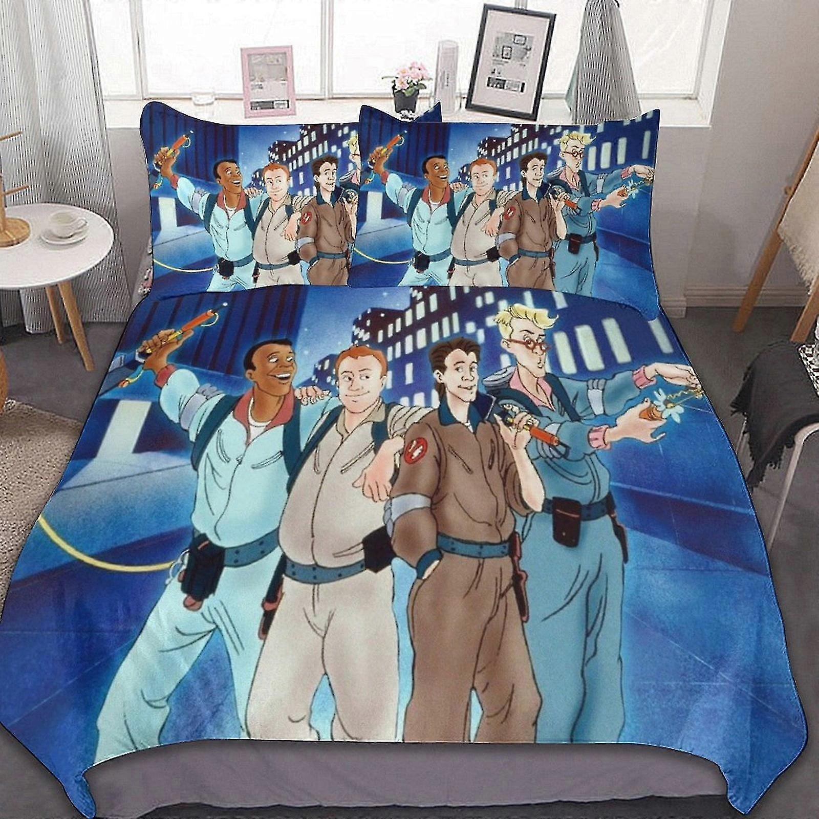 Ghostbusters Themed 3 Piece Bedding Set Comfortable Soft Comforter Decoration Gifts with 1 Duvet Cover and 2 Pillowcases